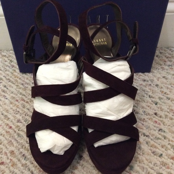 🆕 Stuart Weitzman purple wine platform heels- 8.5 - Picture 3 of 7